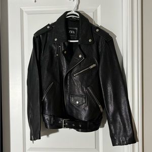 Zara black leather jacket